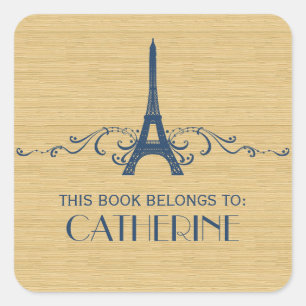 Blue French Blüh Buchzeichen Stickers