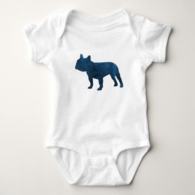 Blue-French-Bulldog aka Frenchie-Silhouette Baby Strampler (Vorderseite)