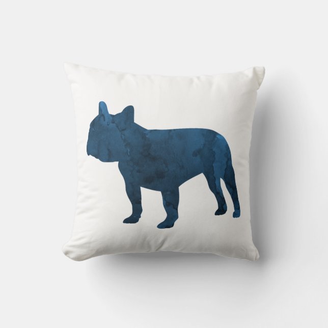 Blue-French-Bulldog aka Frenchie-Silhouette Kissen (Vorderseite)