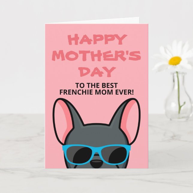 Blue French Bulldog Card der Muttergottes Karte (Kleine Pflanze)