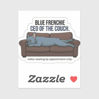 Blue French Bulldog CEO of the Couch Funny Dog Mom Aufkleber