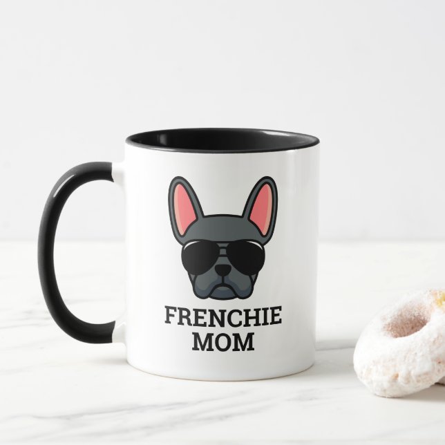 Blue French Bulldog Frenchie Dog Mama Tasse (Mit Donut)