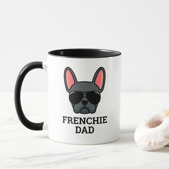 Blue French Bulldog Frenchie Dog Vater Tasse (Mit Donut)