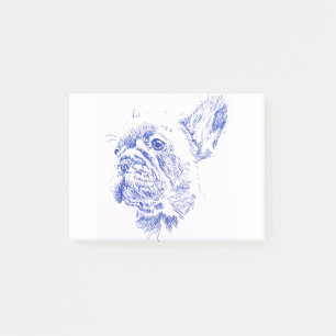Blue French Bulldog Frenchie Zeichne Post-it Klebezettel