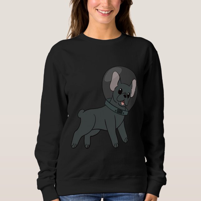 Blue French Bulldog in Space Sweatshirt (Vorderseite)