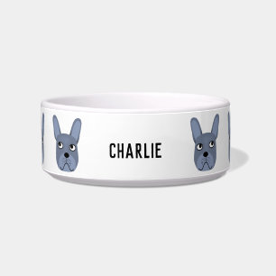 Blue French Bulldog Name Bowl Napf
