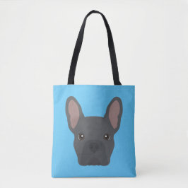 Blue French Bulldog Tote Bag