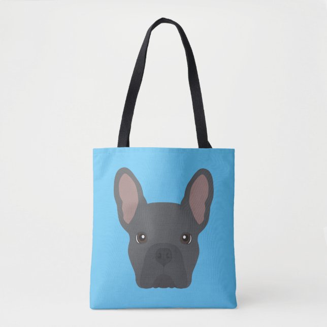 Blue French Bulldog Tote Bag (Vorderseite)