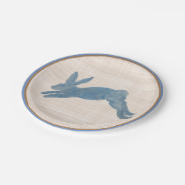 Blue French Country Bunny Rabbit Pappteller
