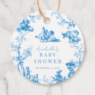 Blue French Country Farm Animal Boy Baby Dusche Geschenkanhänger