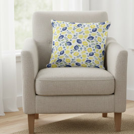 Blue French Country Lemon Pattern Kissen
