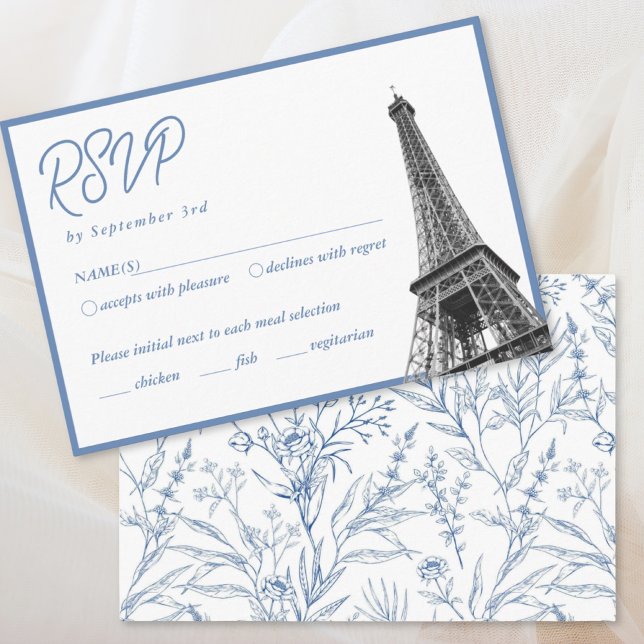 Blue French Floral Bat Mitzvah UAWG Enclosure Card Begleitkarte (Blue French Floral Bat Mitzvah RSVP Enclosure Card
)