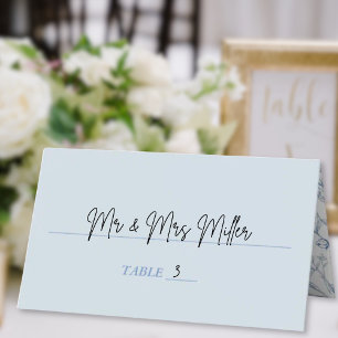 Blue French Floral Modern Bat Mitzvah Platzkarte