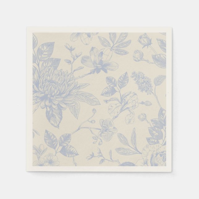 Blue French Floral Toile Serviette (Vorderseite)