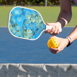 Blue French Hydrangea Floral Pickleball Schläger