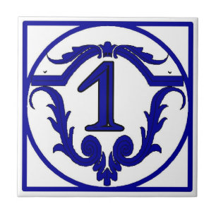 Blue French Letter House Number Tiles Fliese