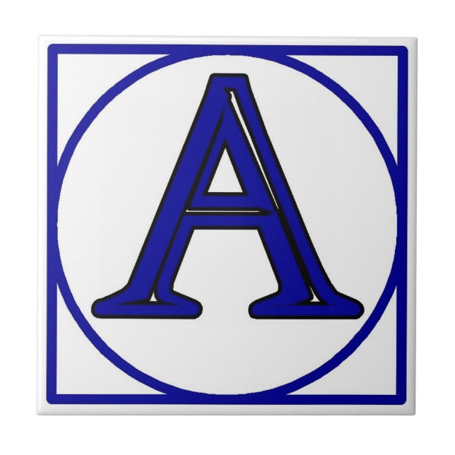 Blue French Letter House Number Tiles Fliese (Vorderseite)