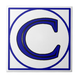 Blue French Letter House Number Tiles Fliese