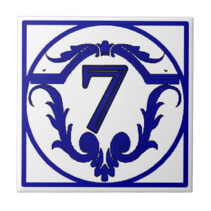 Blue French Letter House Number Tiles Fliese