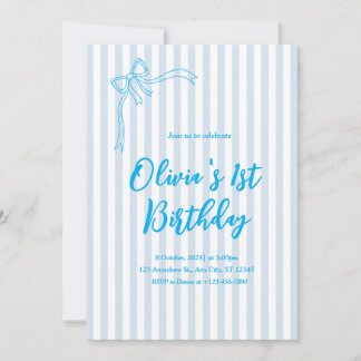 Blue French Personalized 1st Birthday Invitation Einladung