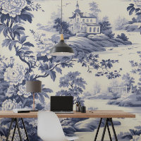 Blue French Style Toile De Jouy