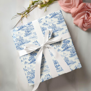 Blue French Toile de Jouy Vintag Style Elegante Geschenkpapier