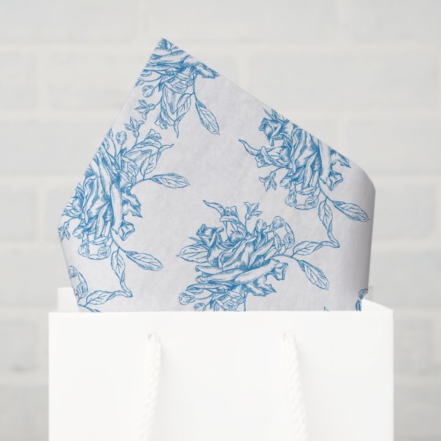 Blue French Toile Pattern Seidenpapier (Geschenktüte)