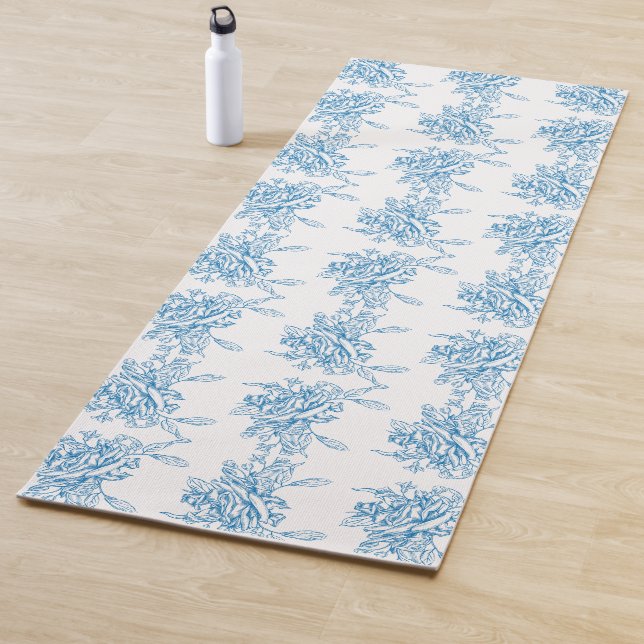 Blue French Toile Pattern Yogamatte (Beispiel)