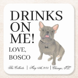 Blue Frenchie French Bulldog Wedding Rechteckiger Pappuntersetzer