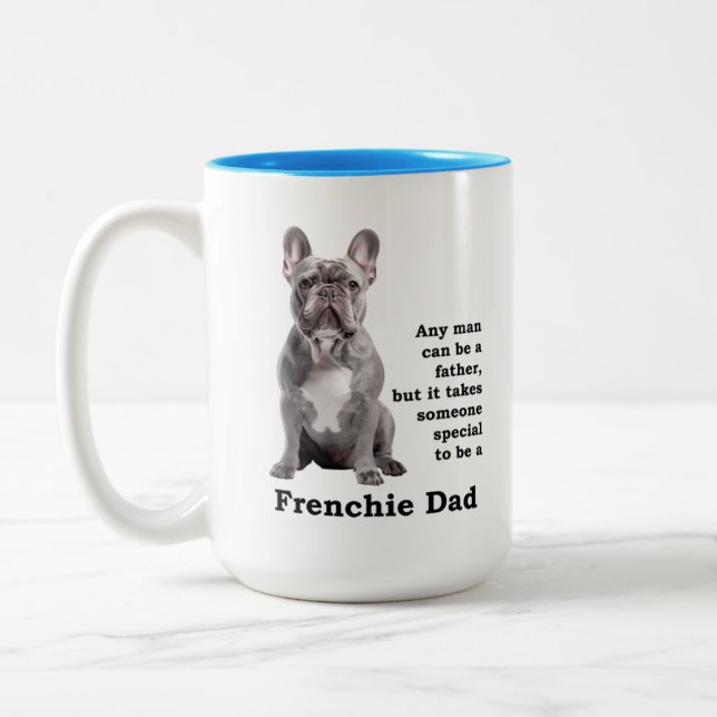 Blue Frenchie Vater Zweifarbige Tasse (Links)
