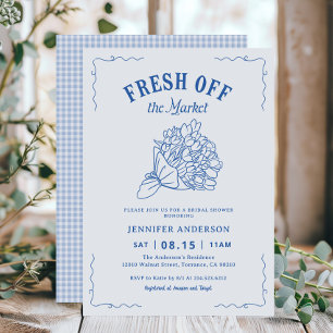Blue Fresh off The Market Garden Brautparty Einladung