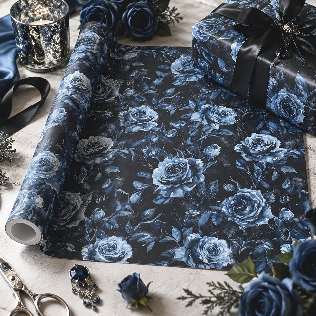 Blue Friedhof Rose Gothic Occult Geschenkpapier (Von Creator hochgeladen)