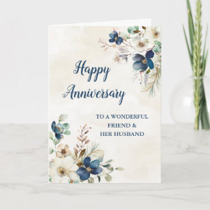 Blue Friend und Husband Wedding Anniversary Karte