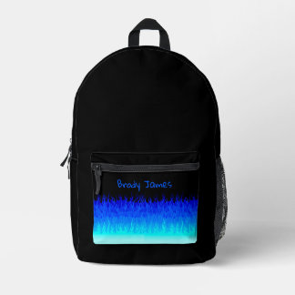 Blue Frisierte Auto Flames Bedruckter Rucksack