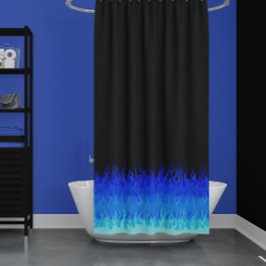 Blue Frisierte Auto Flames Duschvorhang
