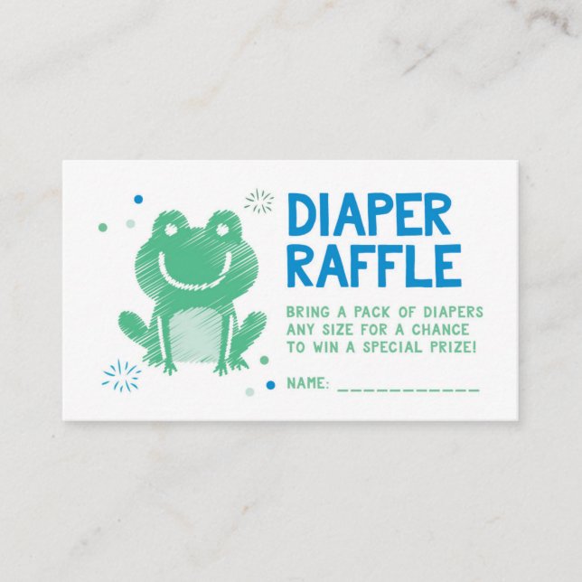 Blue Frog Diaper Raffle Ticket Begleitkarte (Vorderseite)