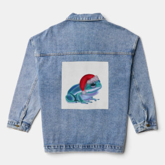 Blue frog with Santa hat. Jeansjacke