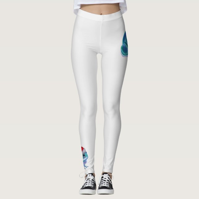 Blue frog with Santa hat. Leggings (Vorderseite)