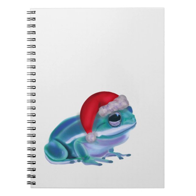 Blue frog with Santa hat. Notizblock (Vorderseite)