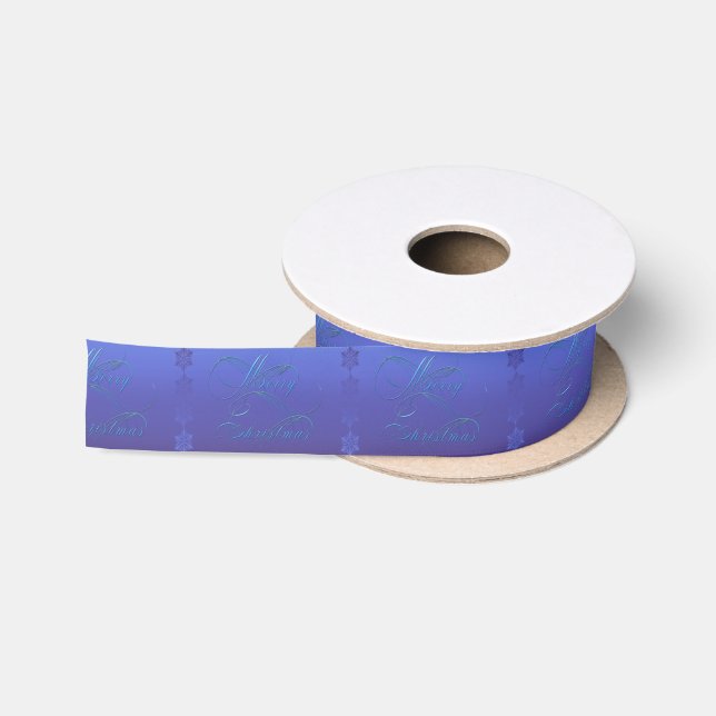 Blue Frohe Weihnachten Satinband (Spule)