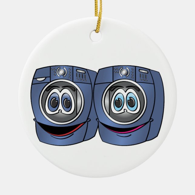Blue Front Load Waser Trockner Cartoon Keramik Ornament (Vorne)