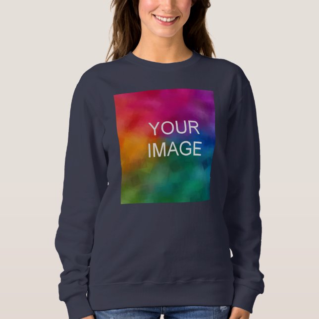 Blue Front Print Upload Foto für Frauen Sweatshirt (Vorderseite)