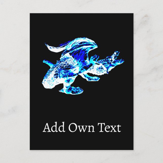 Blue Frost Dragon Feiertagspostkarte (Vorderseite)