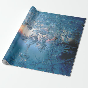 Blue Frost Winter Weihnachtsmorgen Geschenkpapier