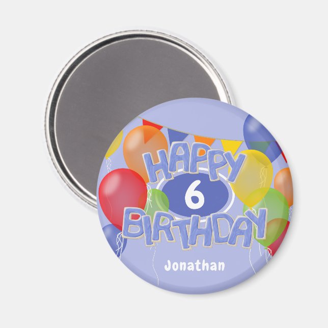 blue frosting cutout cookies w balloons birthday magnet (Vorderseite/Rückseite)