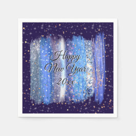 Blue Frosty Brush Schlaganfälle Happy New Year 20x Serviette