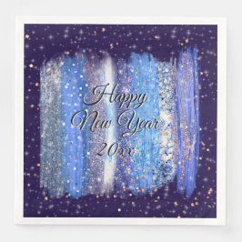 Blue Frosty Brush Schlaganfälle Happy New Year 20x Serviette