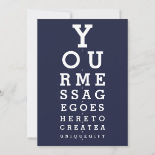 Blue Fun Eyesight Chart Custom Message Einladung