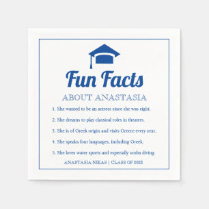 Blue Fun Facts class of 2022 graduation cap Serviette
