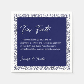 Blue Fun Facts Cocktail Napkins Serviette